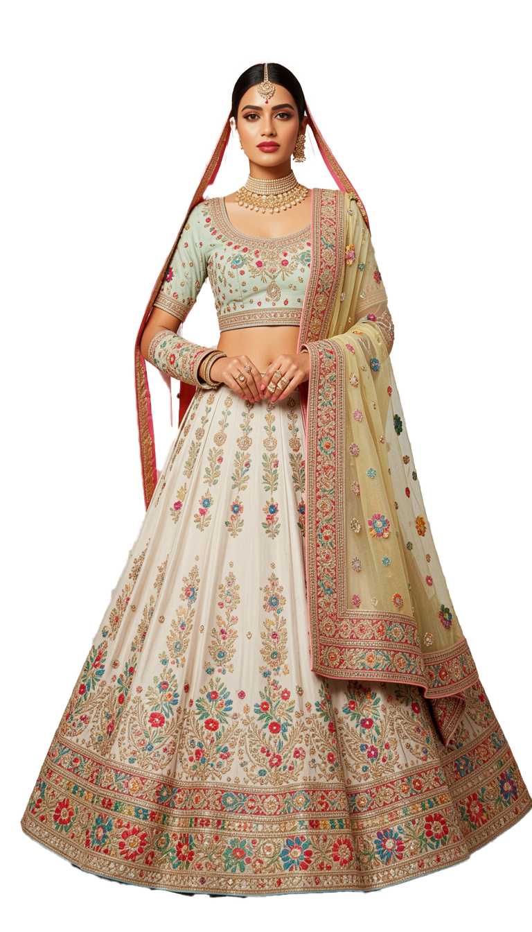 POOJA DUTTA — Tangerine Lehenga